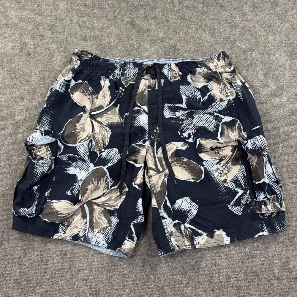Arizona Swim Trunks XXL Black Floral Cargo Board Shorts Men's